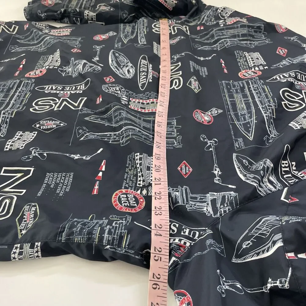 Nautica Blue Sail Windbreaker Jacket‎ Mens XL Nautical Sailing All Over Print - Picture 8 of 10